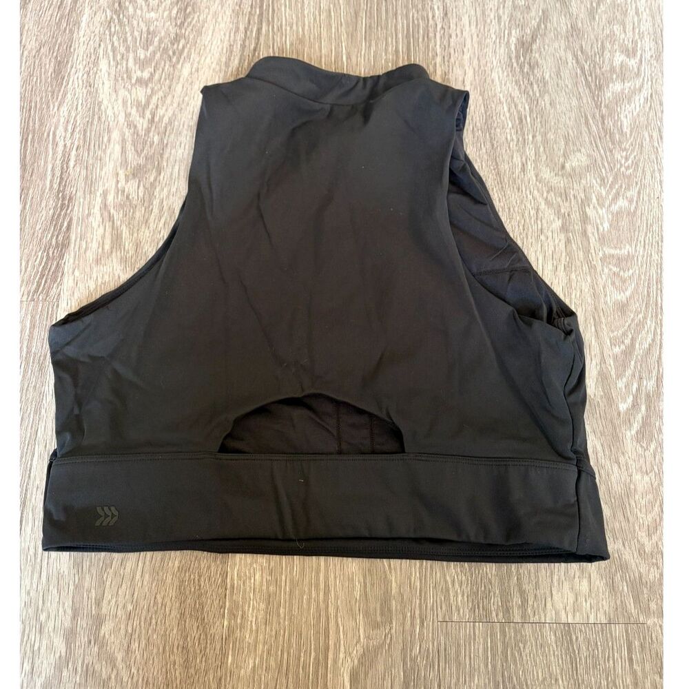 All in Motion Black Longline Sports Bra XXL High Neck Racerback Crop Workout Top